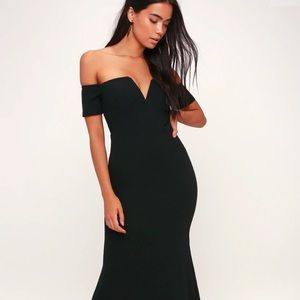 Lynne black off the shoulder dress from Lulus
